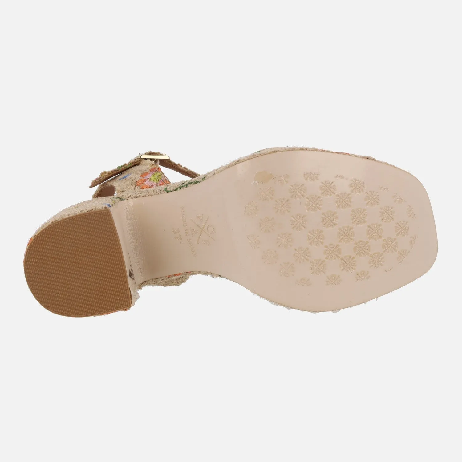 Sandalias de rafia con tacón y plataforma Marsella Flores