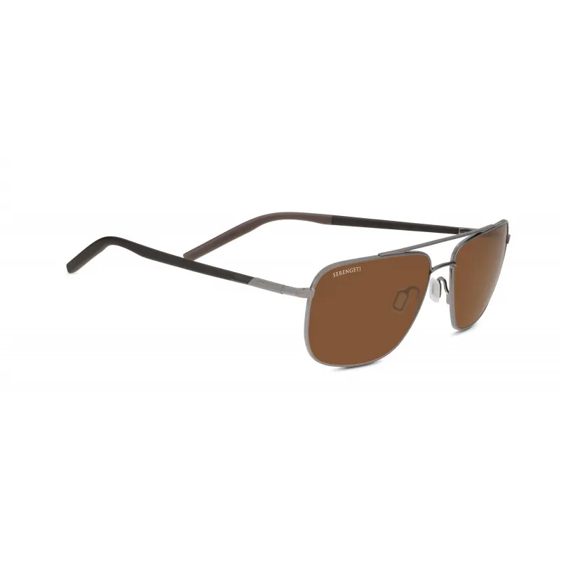 Serengeti Tellaro Sunglasses (Shiny Gunmetal/Dark Brown/ Chocolate Brown Polarized Drivers)