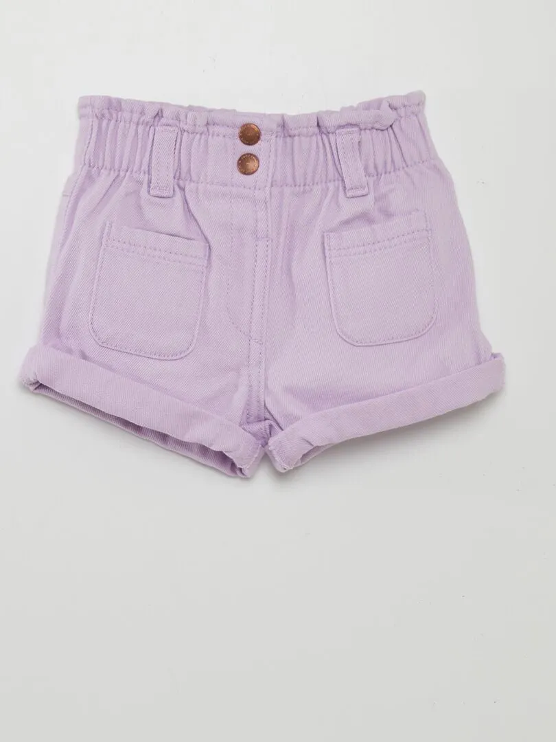 Short vaquero de efecto fruncido - PURPURA