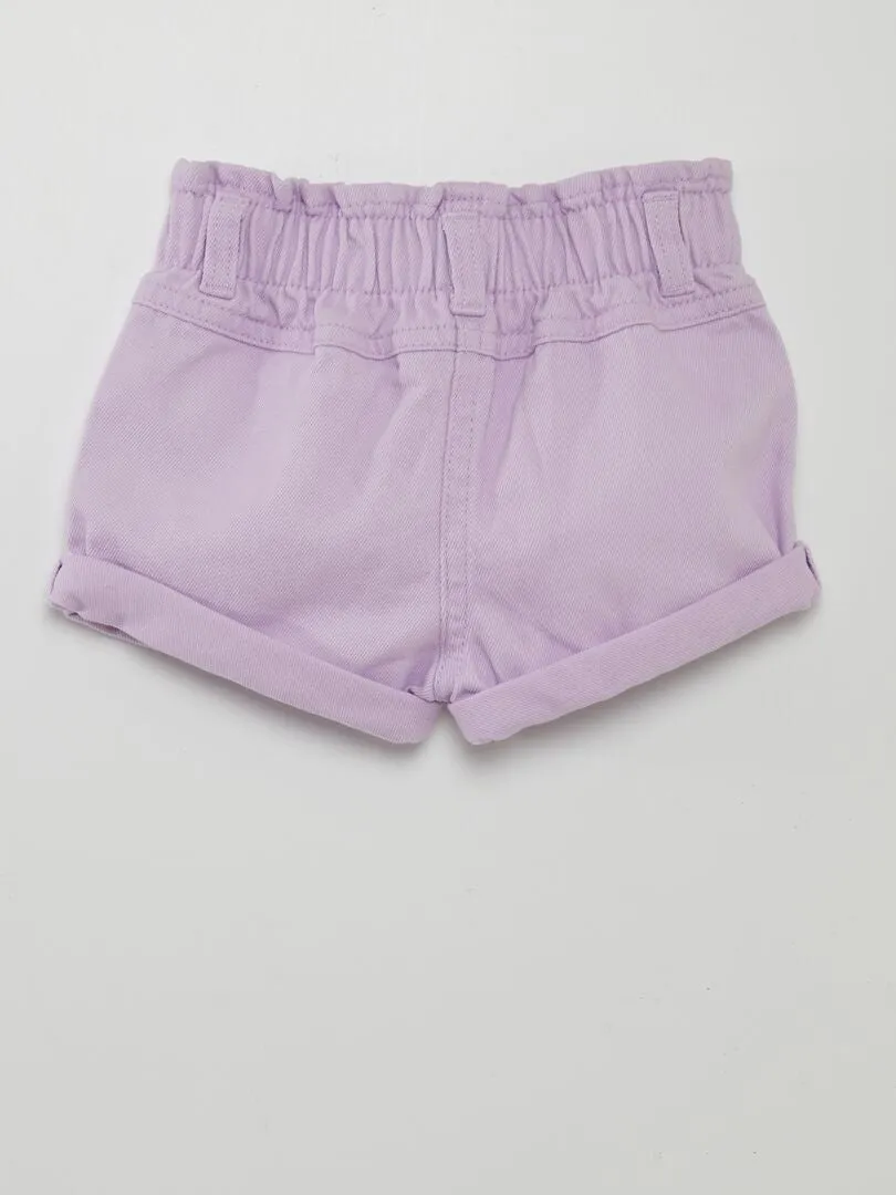 Short vaquero de efecto fruncido - PURPURA