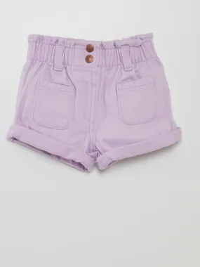 Short vaquero de efecto fruncido - PURPURA