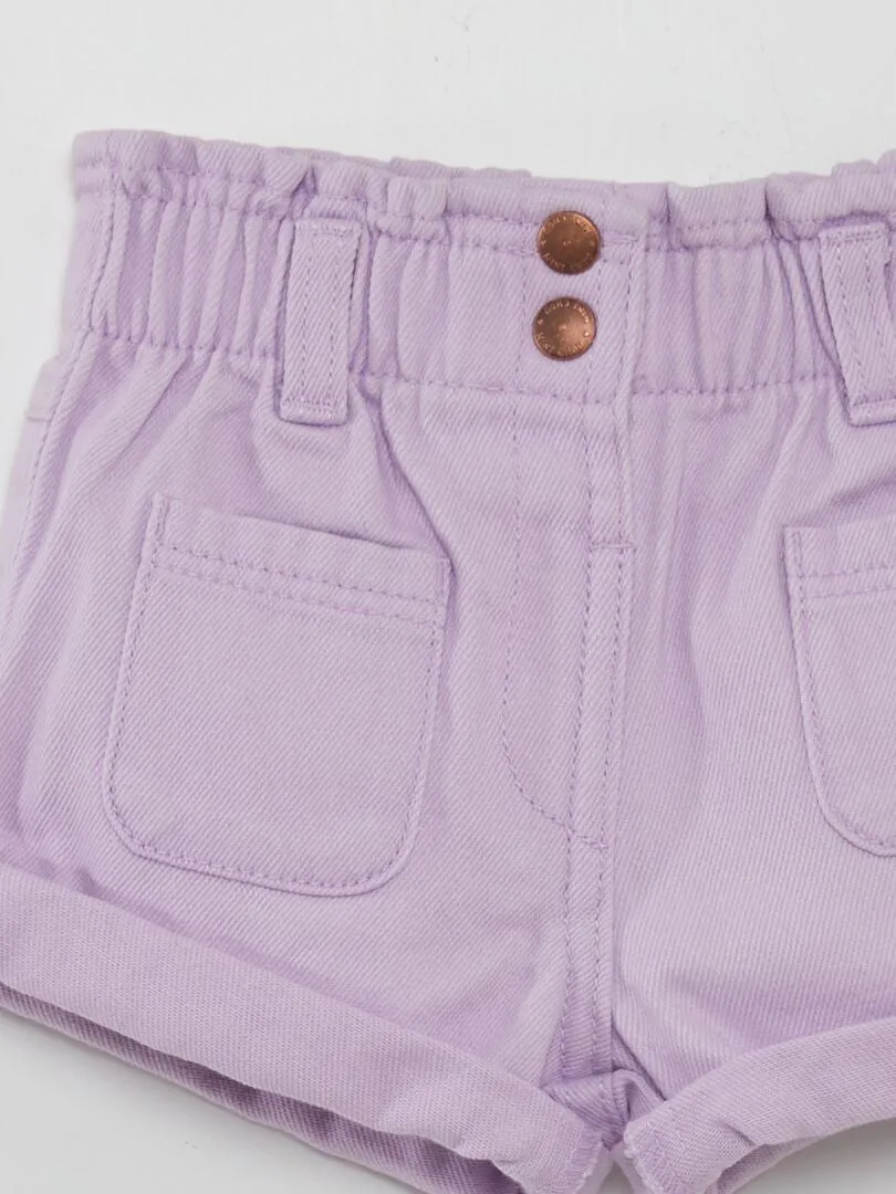 Short vaquero de efecto fruncido - PURPURA