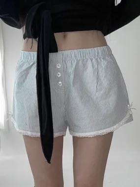 Shorts con costura de encaje y lazo