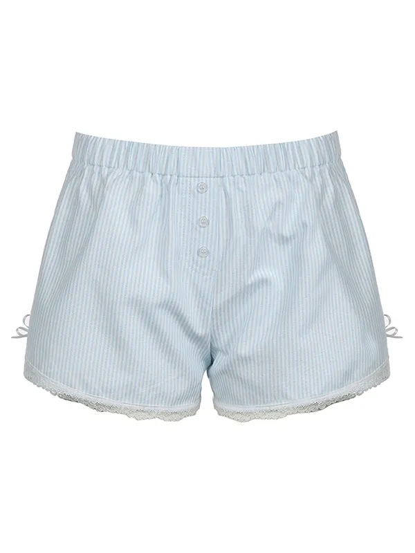 Shorts con costura de encaje y lazo