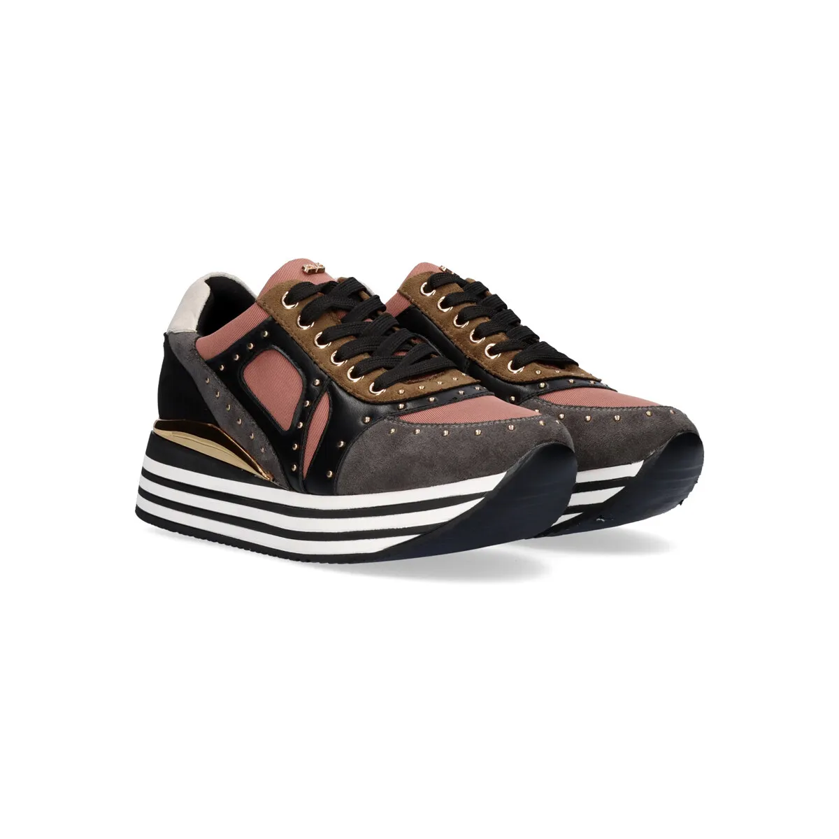 SNEAKER PLATAFORMA EX41 EN ROSA CON DETALLES EN GRIS