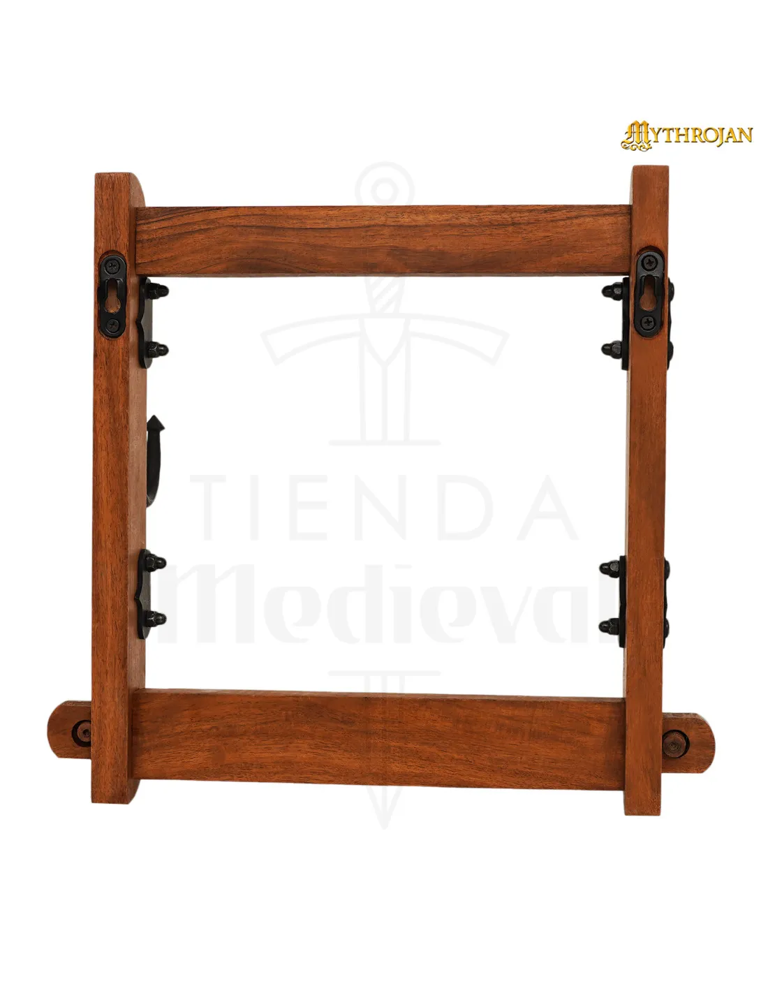 Soporte madera con ganchos para espadas dos niveles