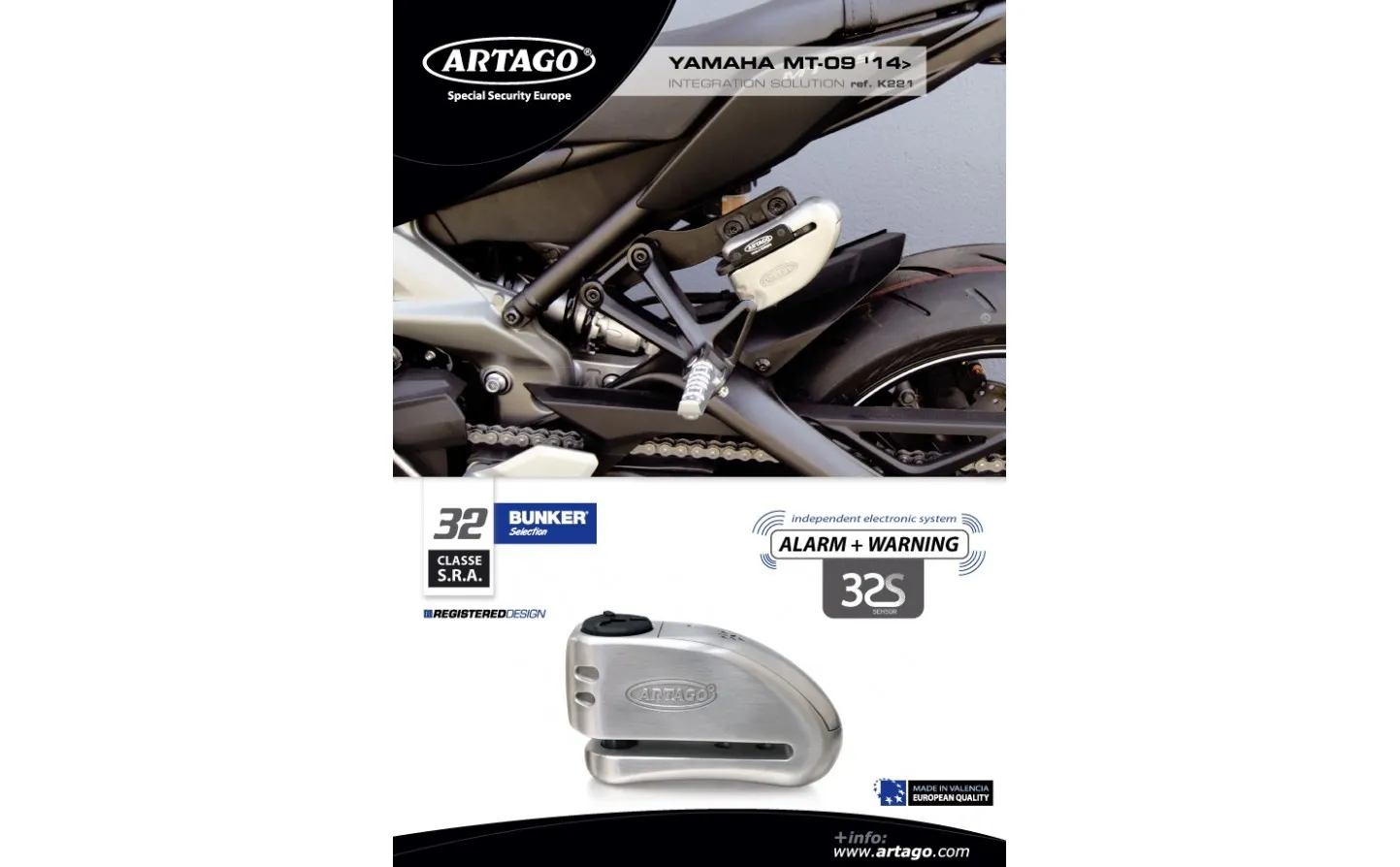 soporte para candado Artago Kit Integracion 32 silentblok Yamaha MT 09-15 Ref K2