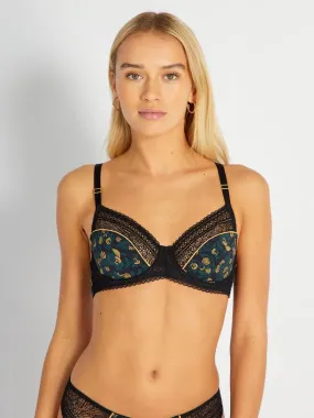 Sujetador balconnet estampado 'Envie de Lingerie' - NEGRO