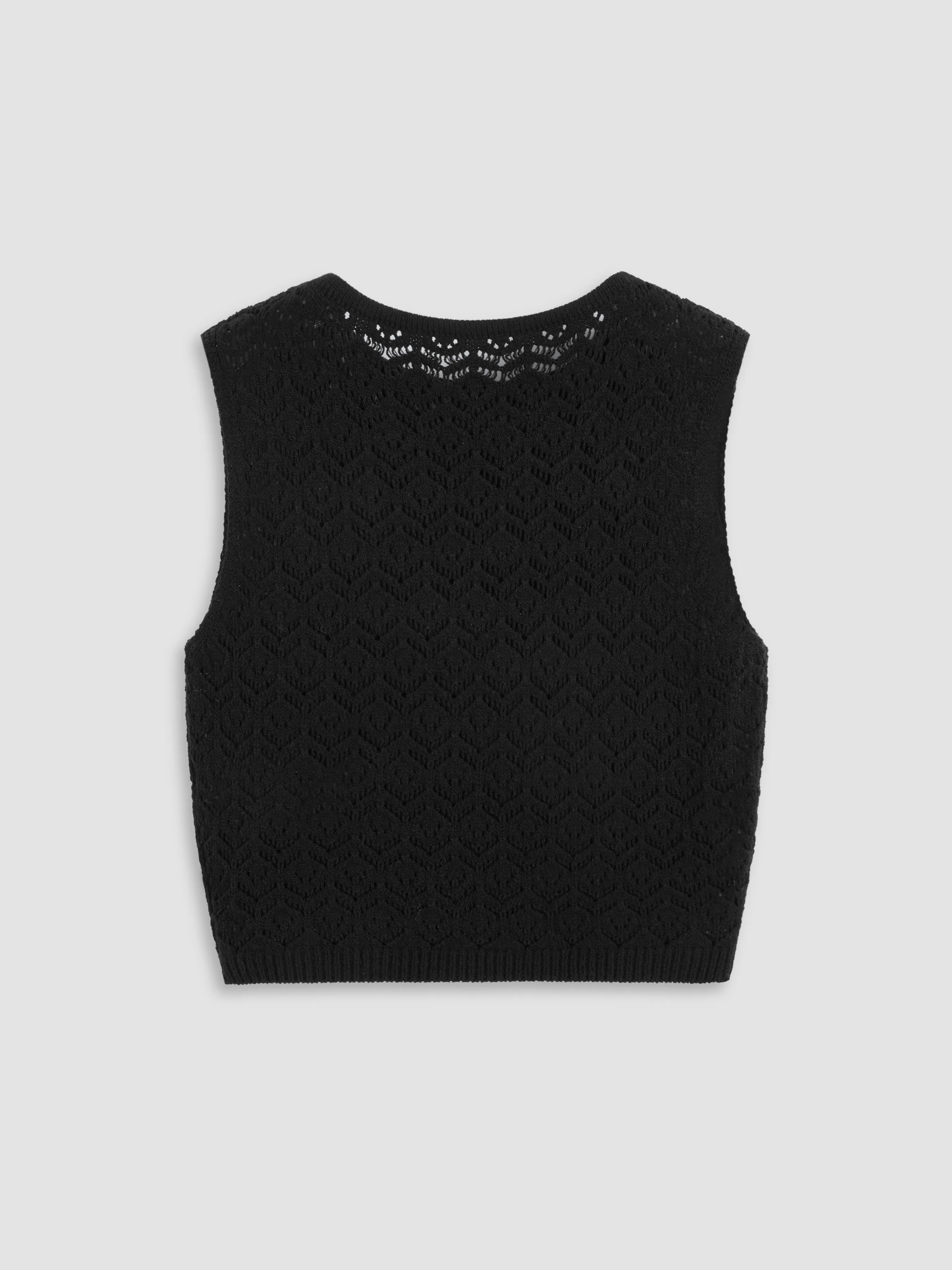 Top Crop de Encaje con Cuello Redondo y Lazo