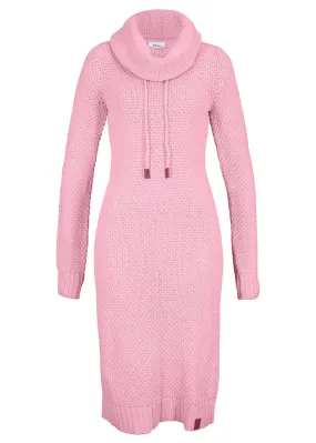 Vestido de punto con cuello tipo chal rosa apagado