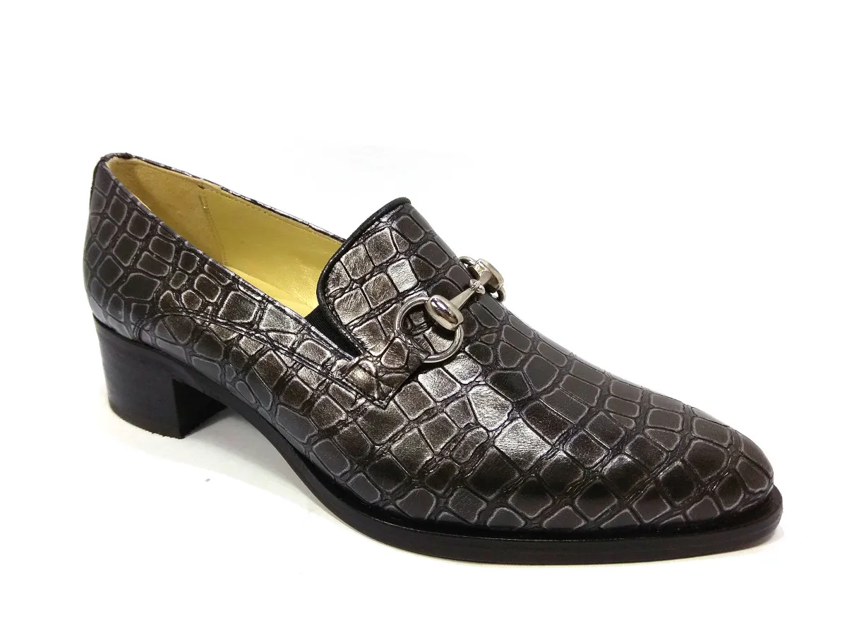 Vitelo Mocasín t. 4cm punta coco hebilla 8186 Antracita