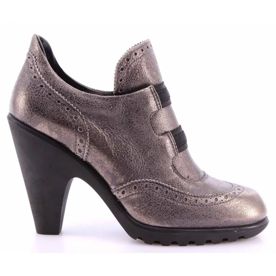 Zapatos Mujeres Botas Tacón HOGAN BY KARL LAGERFELD Cuero Gris Exclusivo Lujo