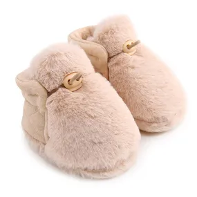 Zapatos para niños pequeños 1 par Bebé Dibujos animados Peluche antideslizante Suave y cálido marrón rosa blanco caqui algodón b