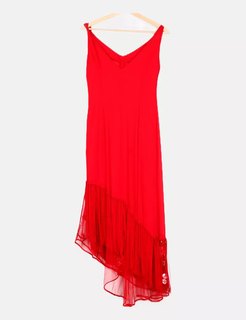 Zeila Vestido rojo flecos